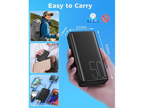 Portable Charger 40000mAh Power Bank (pink or black)