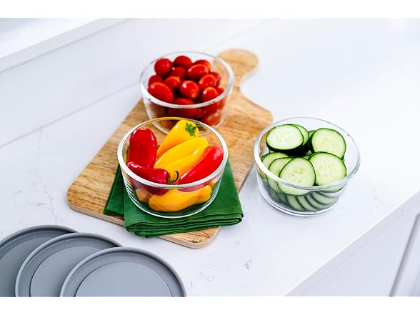6-Piece Glass Food Storage Containers Set Grey