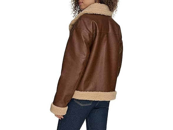 Levis Womens Faux Leather Sherpa Moto Jacket