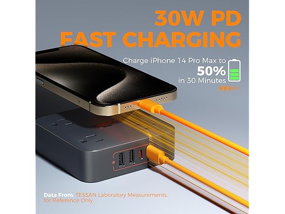 TESSAN 6ft Power Strip (4 Outlets, 4 USB)