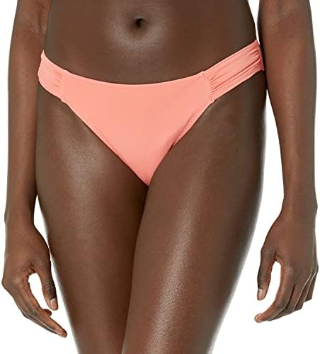 Amazon Essentials Women's Side Tab Bikini Swimsuit Bottom, Coral Pink, Large