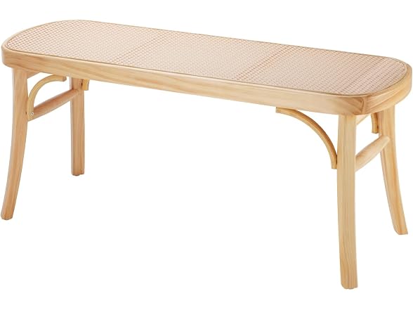 Rattan Bench, 43.3" Wooden Rattan Bench