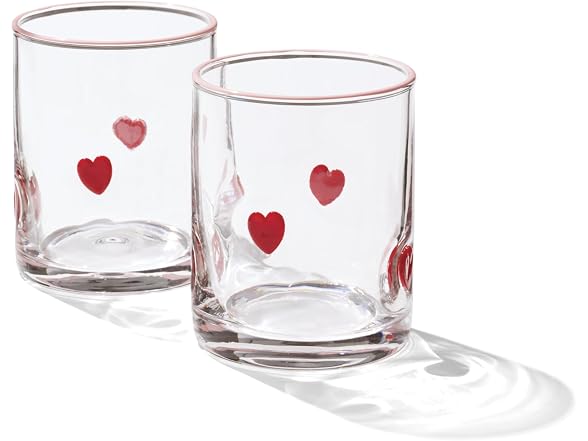 Oneida 24 Seven Heart Glass Tumblers, 12oz, Set of 2