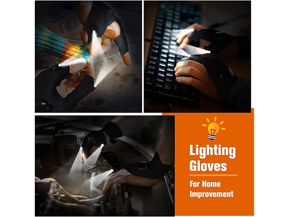 Jasee CON-112 LED Flashlight Gloves, Hands-Free