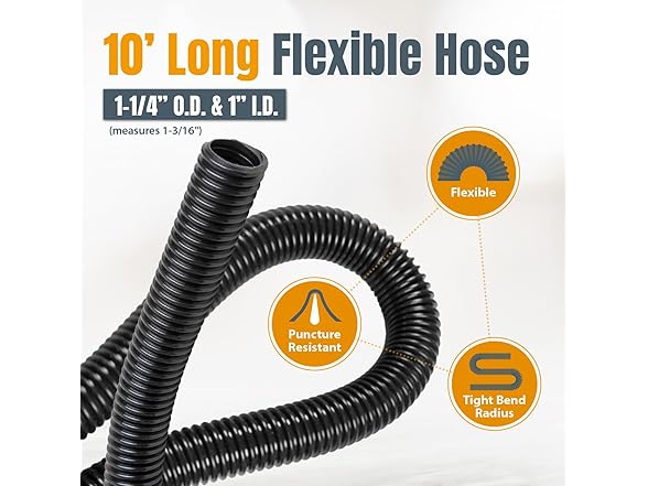 POWERTEC 70356 10 ft. Vacuum Hose Dust C