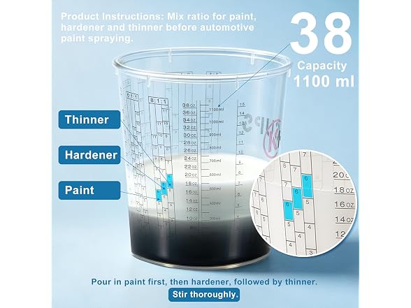 KHLCUPS 38oz Paint Mixing Cups 18-Pack