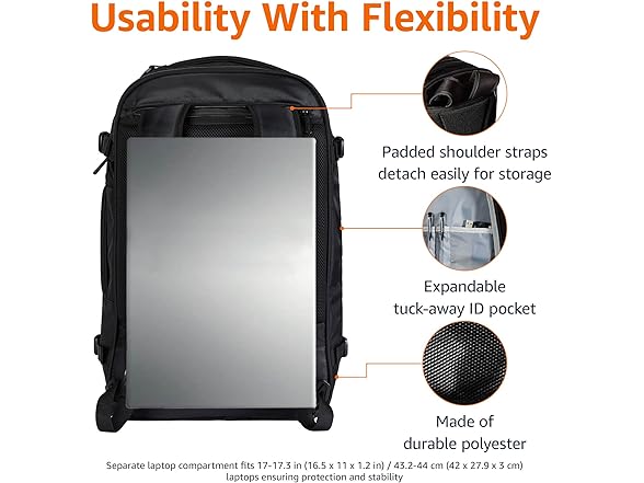 Amazon Basics Travel Backpack, Black