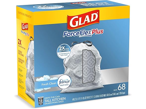 Glad Food Storage Glad ForceFlexPlus Tall Kitchen Dra