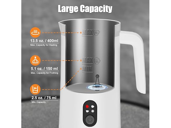 CookSwift White 13.05oz Milk Frother