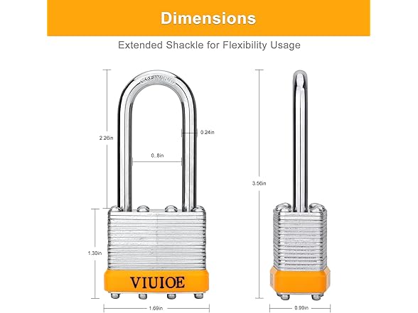 VIUIOE VIUIOE 6pcs Keyed Alike Padlocks - Long