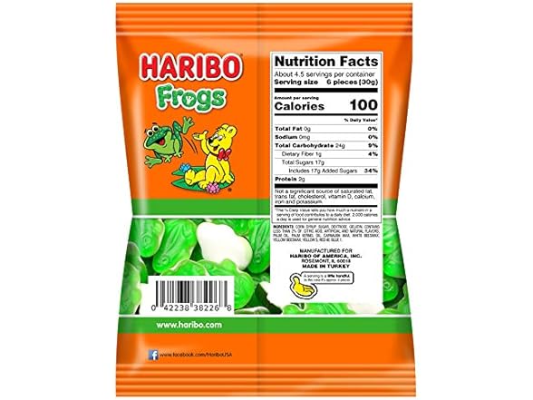 1PK HARIBO Gummi Candy, Frogs, 5 oz. Bag