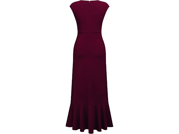 Miusol Women (XL) Elegant V Neck Dress A-burgundy