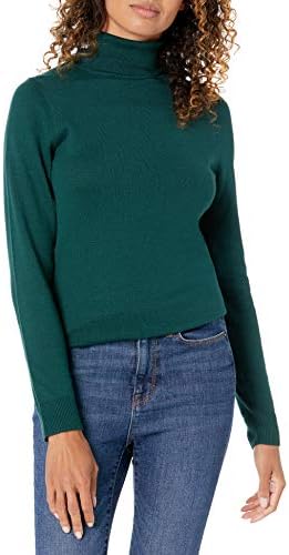 Amazon Essentials Women's Classic-Fit Lightweight Long-Sleeve Turtleneck Sweater (Available in Plus Size), Forest Green, Small