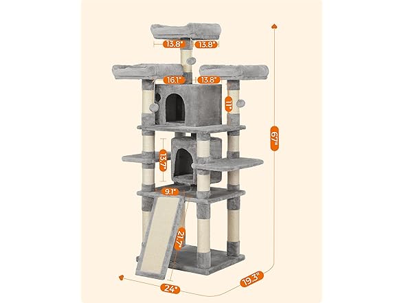 Feandrea 67 Inches Multi-Level Cat Tree