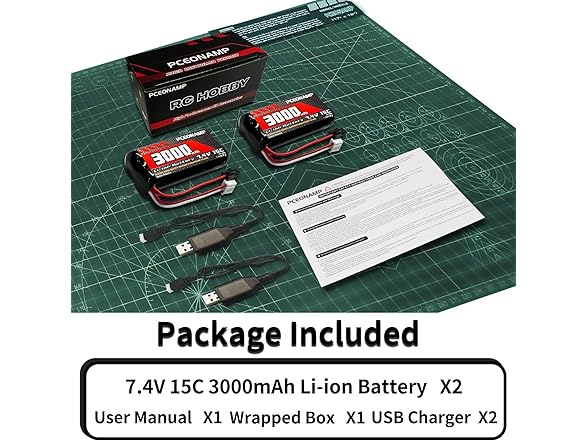 PCEONAMP 7.4V 3000mAh RC Battery