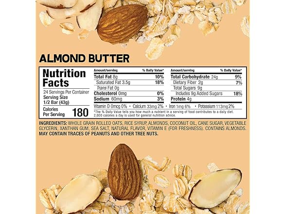 12CT Bobo's Almond Butter Oat Bars, Simple Ingredients