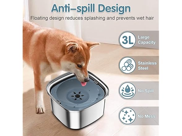 UPSKY 0128-3L Dog Water Bowl-Blue