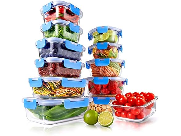 NutriChef 24pcs Glass Food Containers