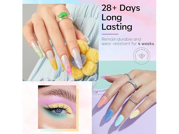 Poly Gel Nail Kit 60pcs, 6 colors pastel