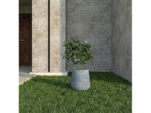 LeisureMod Orchid Stone Planter Grey