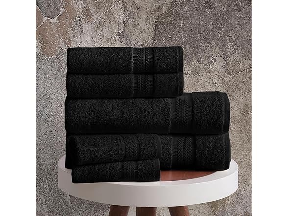 REGAL RUBY, 6 Piece Towel Set- Black