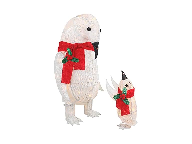 Top Treasures 34in 2-Piece Lighted Penguin Family White