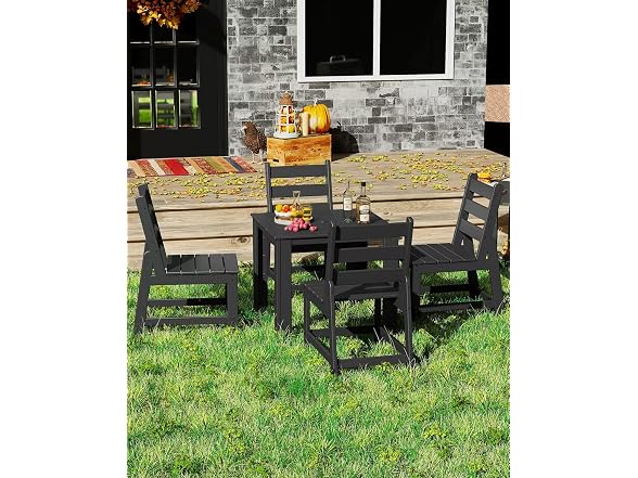 GREENVINES HDPE Outdoor Dining Chairs Set of 2, Armless Chair, Black