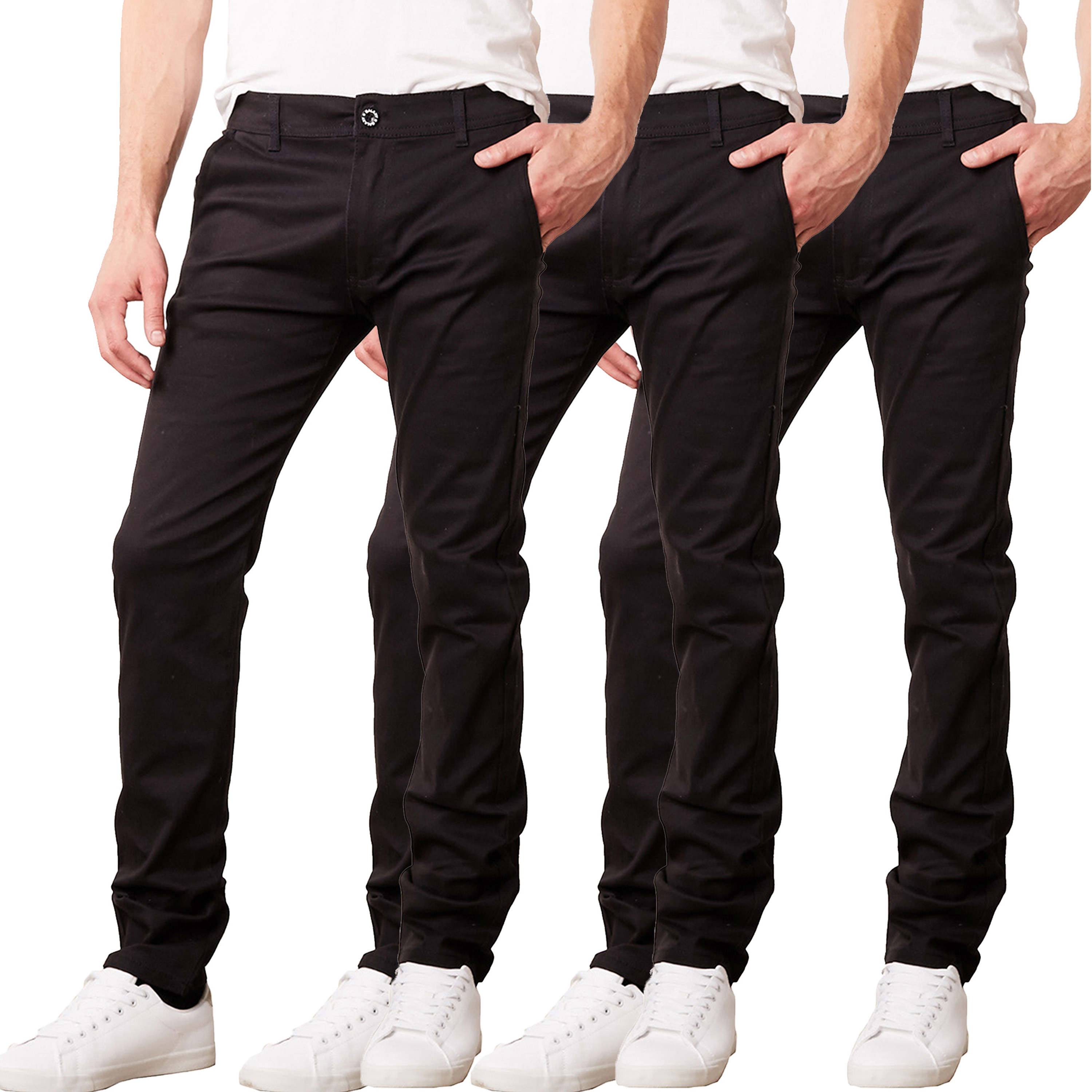 3Pk Mens Flat Front Stretch Chino Pants - Gallery 9