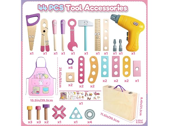 TONZE Wooden Kids Tool Set