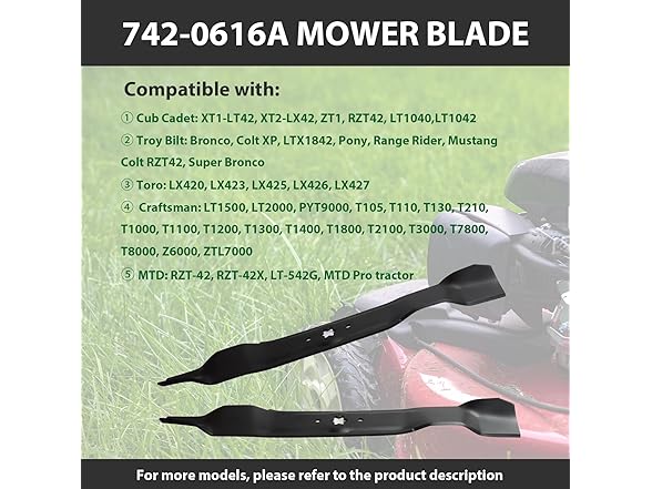 ZALANA 42" Lawn Mower Blades, 2-Pack