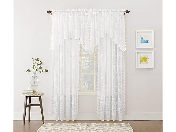 No. 918 Alison Floral Lace Sheer Rod Pocket Curtain Panel
