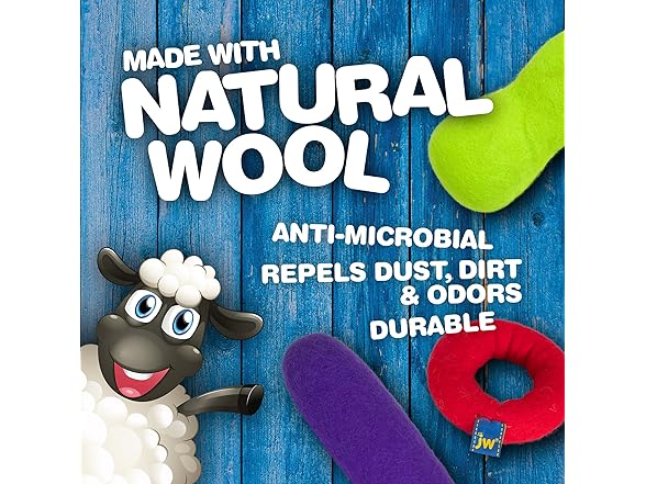 JW Wool-EE Bone 100% Wool Dog Toy