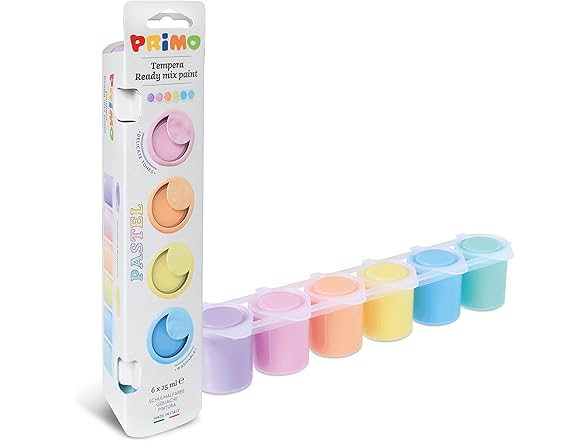 PRiMO Premium Tempera Paint Pot Set, 6-Color Pastel