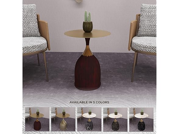 LeisureMod Oslo Round End Table Wood Brown