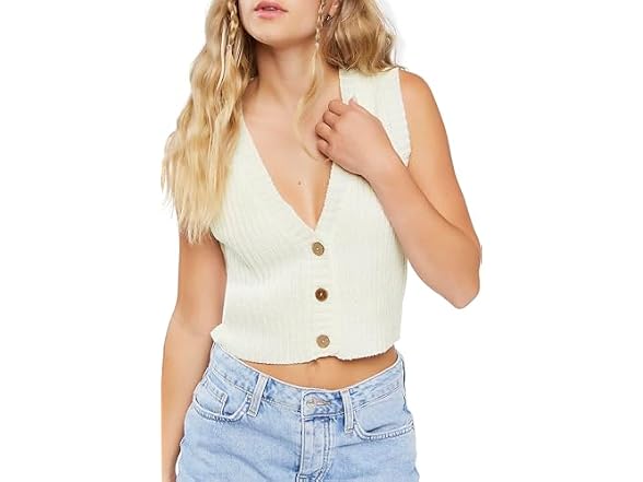 Forever 21 (S) Marled Sweater Vanilla Vest