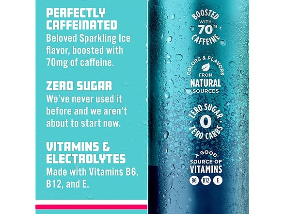 1CT Sparkling Ice Caffeine, Blue Raspberry Sparkling 16 oz.