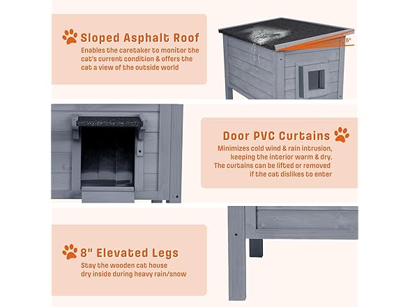 BRIOPAWS Grey Dual Insulated Outdoor Cat House Grey