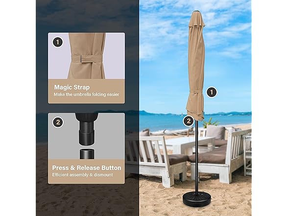 9ft Patio Umbrella Tan UV Protection