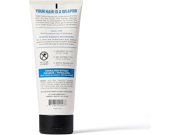 Duke Cannon Firm Grip Hair Gel, 7 oz