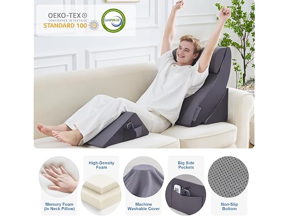 Paxato 4PCS Bed Wedge Pillow Set