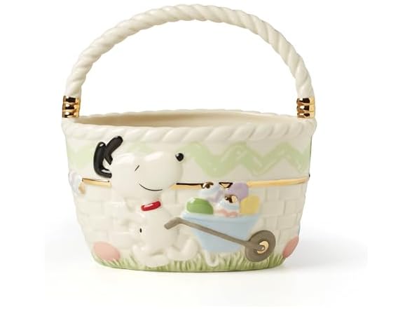 Lenox Peanuts Easter Snoopy & Woodstock Basket, Spring Home Decor