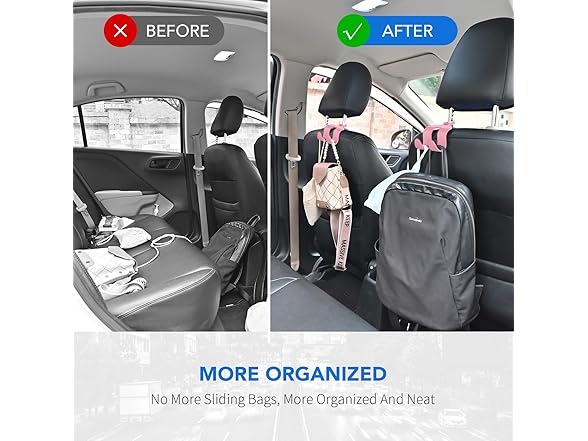 2 in 1 Car Storage Headrest Hanger Holder, Pink