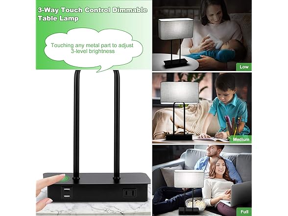 Lakumu Bedside Touch Control Table Lamp Gray
