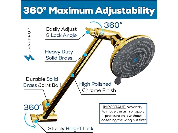 SparkPod 11" Shower Head Extension Arm