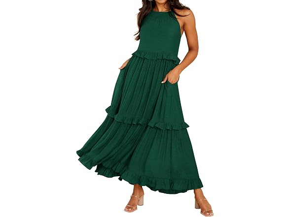R.Vivimos Women (L) Summer Sleeveless Halter Dress