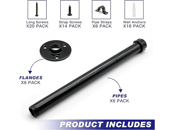 6 Pack Pipe Shelf Brackets 10 Inch