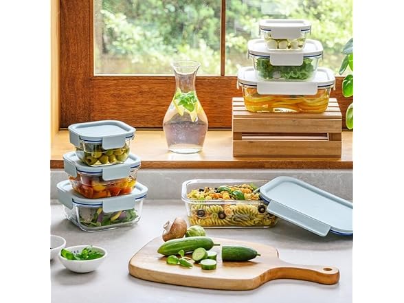 LocknLock Glass Containers with Lids, 6-Piece 
