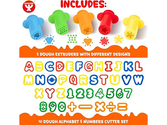 Dough Extruder Set + Alphabet Cutters