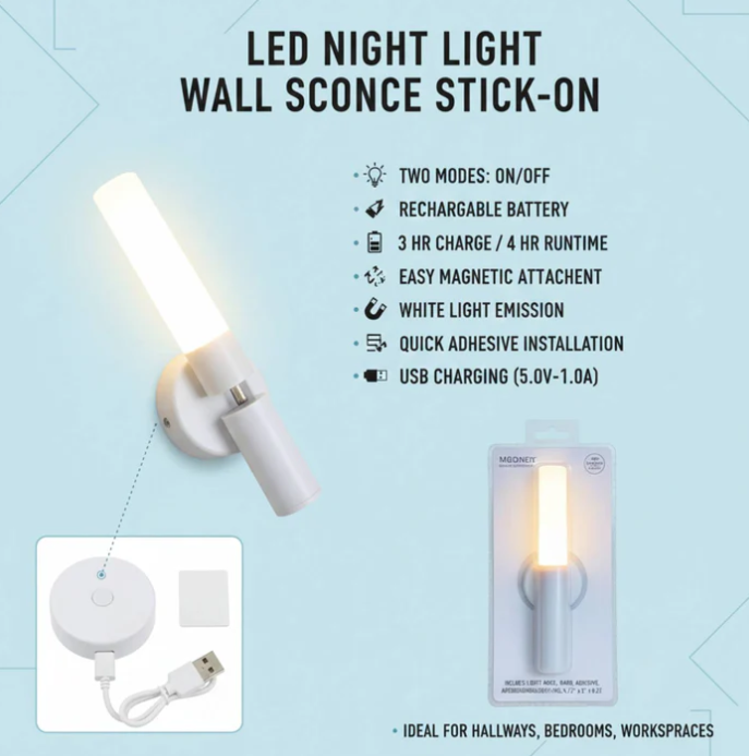 LED Night Light Wall Sconce Stick On - Gallery 6