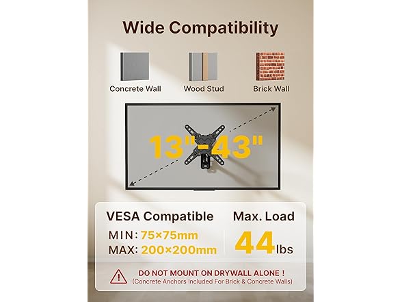 monTEK Full Motion TV Wall Mount Bracket | 13-43"